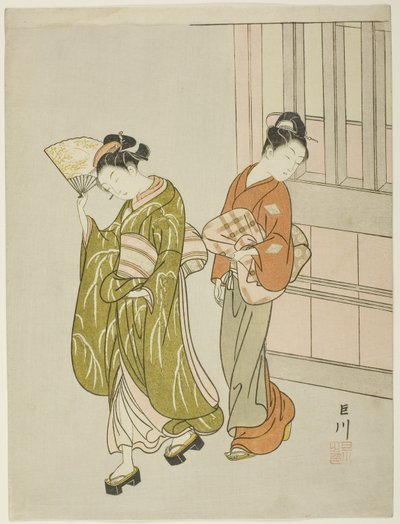 Clearing Breeze from a Fan (Ogi no Seiran) ، من مسلسل "Eight Views of the Parlor (Zashiki hakkei)" بواسطة سوزوكي هارونوبو
