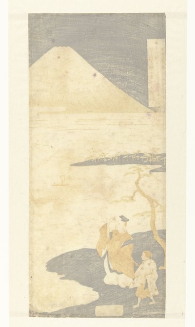 الشاعر يامابي نو أكاهيتو ينظر إلى جبل فوجي قصائد مائة شاعر (عنوان السلسلة) Hyakunin Isshu no Uuchi (عنوان المسلسل) بواسطة سوزوكي هارونوبو