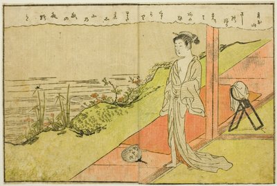 توضيح من صفحتين من المجلد. 1 من "الكتاب المصور لربيع البروكار (Ehon haru no nishiki)" بواسطة سوزوكي هارونوبو