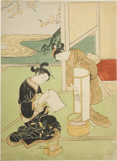 توهج المساء للمصباح (Andon no sekisho) ، من سلسلة "Eight Views of the Parlor (Zashiki hakkei)" بواسطة سوزوكي هارونوبو