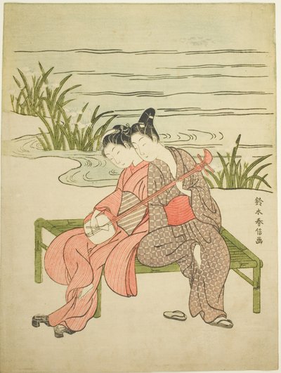 عشاق يلعبون نفس Shamisen (محاكاة ساخرة لـ Xuanzong و Yang Guifei) بواسطة سوزوكي هارونوبو