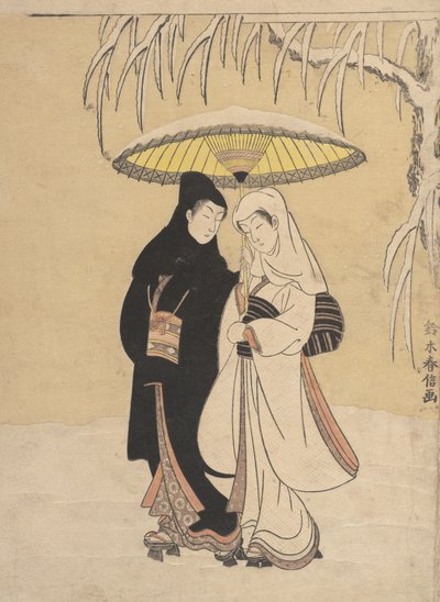 عشاق المشي في سنو كرو ومالك الحزين ، 1764-1772. ، 1764-1772. بواسطة سوزوكي هارونوبو