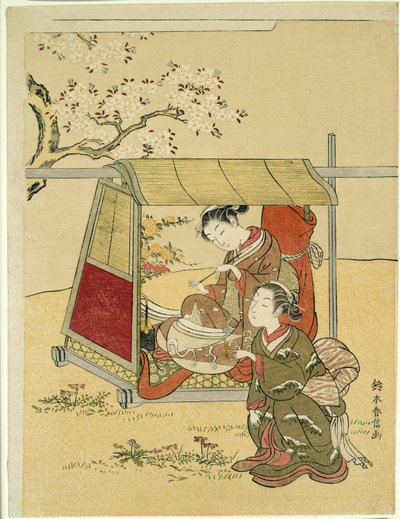 يستريح في Palanquin تحت أزهار الكرز بواسطة سوزوكي هارونوبو