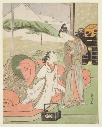 TH Riches 1913 Lover أخذ إجازة المحظية ، c.1768-9 (طباعة كتلة خشبية) بواسطة سوزوكي هارونوبو