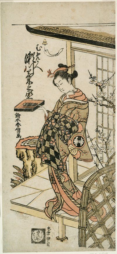 قام الممثل سيغاوا كيكونوجو الثاني بدور المحظية Umegae في مسرحية "Hiragana Seisuiki" التي قدمت في مسرح Ichimura في الشهر الأول ، 1764 بواسطة سوزوكي هارونوبو