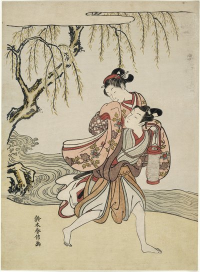 The Elopement (محاكاة ساخرة لحلقة Akutagawa من "Tales of Ise") بواسطة سوزوكي هارونوبو