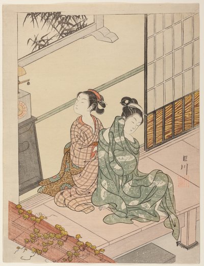 جرس الساعة المسائي (Tokei no bansho) ، من سلسلة "Eight Views of the Parlor (Zashiki hakkei)" بواسطة سوزوكي هارونوبو
