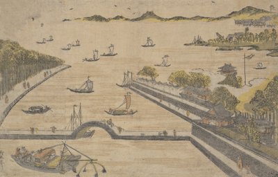 منظر لـ Fukagawa ، Edo ، حوالي 1764. ، حوالي 1764. بواسطة سوزوكي هارونوبو