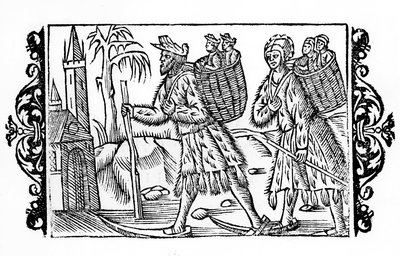 فنلنديان في منتجع تزلج - في "The Heathen Septrionalis" "" لرئيس الأساقفة Olaus Magnus ، السويد بواسطة المدرسة السويدية