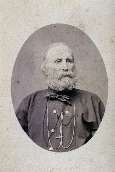 جوزيبي غاريبالدي (1807-1882) ، سياسي إيطالي ، حوالي عام 1875 ، تصوير ورشة عمل لاكومي ولاكروا. جنيف. بواسطة المصور السويسري