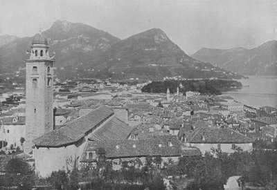 Lugano, Vue Generale et le Monte Bre (b/w photo) بواسطة المصور السويسري