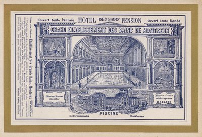 إعلان عن شركة Grand Etablissement Des Bains De Montreux (نقش) بواسطة المدرسة السويسرية