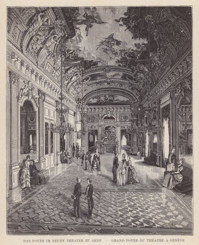 بهو المسرح الجديد في جنيف ، Grand Foyer du Theatre a Geneve (نقش) بواسطة المدرسة السويسرية