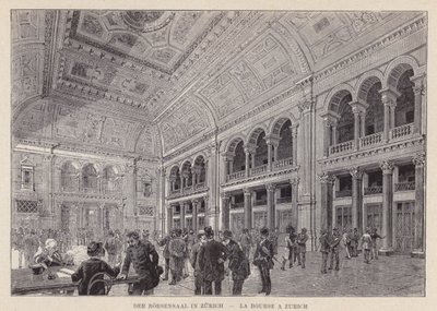 The Borsensaal في زيورخ ، La Bourse a Zurich (نقش) بواسطة المدرسة السويسرية