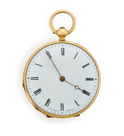 ساعة الجيب Moulinie openface keywound cylinder ، جنيف ، منقوشة في 30 يونيو 1846 (ذهبية) بواسطة المدرسة السويسرية