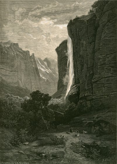ال Staubbach ، في وادي Lauterbrunnen بواسطة المدرسة السويسرية