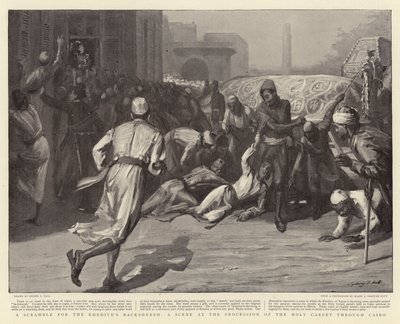 تدافع على خلفية شيش الخديوي ، مشهد في موكب السجاد المقدس عبر القاهرة بواسطة Sydney Prior Hall