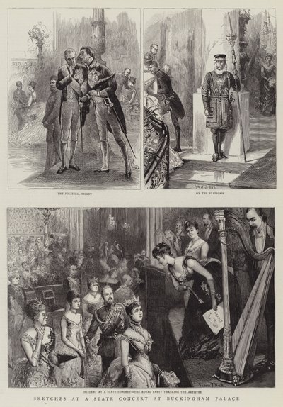اسكتشات في حفلة رسمية في قصر باكنغهام بواسطة Sydney Prior Hall
