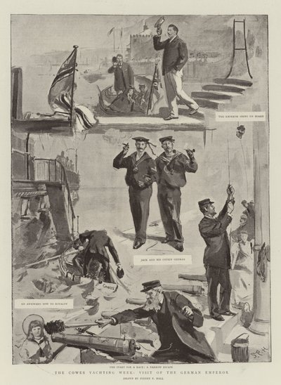 أسبوع كاوز لليخوت ، زيارة الإمبراطور الألماني بواسطة Sydney Prior Hall