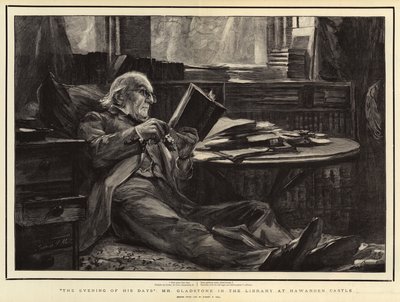 مساء أيامه ، السيد غلادستون في المكتبة في قلعة هاوردن بواسطة Sydney Prior Hall