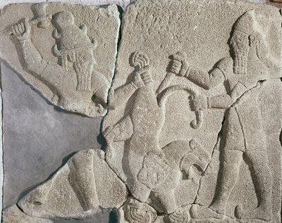 ملك وإله يصطادان أسداً بواسطة المدرسة السورية