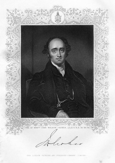 جون ويلسون كروكر 1780-1857 ، رجل دولة ومؤلف إيرلندي ، القرن التاسع عشر. بواسطة TH باري
