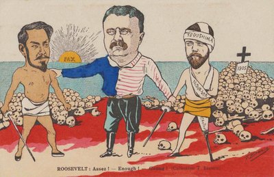 روزفلت: Assez! - كاف! - جينوج! رسم كاريكاتوري عن معاهدة بورتسموث ، 1905. بواسطة تي بيانكو