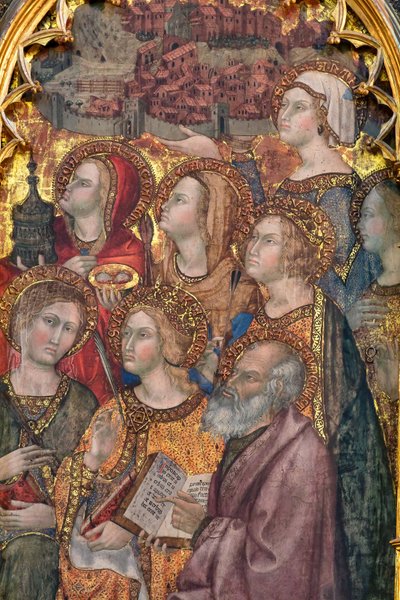 العديد من القديسين الذين يعبدون السيدة العذراء، لوحة ثلاثية للسيدة العذراء بواسطة Taddeo di Bartolo