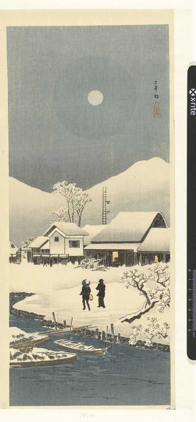 منظر طبيعي ثلجي في ضوء القمر Nihonmatsu (العنوان على الكائن) بواسطة تاكاهاشي هيرواكي