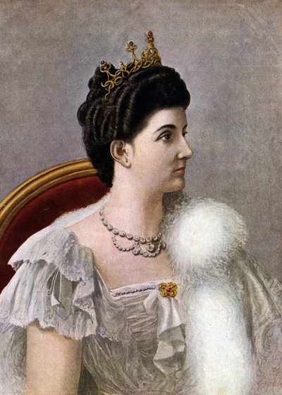 صورة لملكة إيطاليا هيلين (إلينا) ملكة الجبل الأسود (1873-1952) رسم تانكريدي سكاربيللي (1866-1937) من "Storia d
