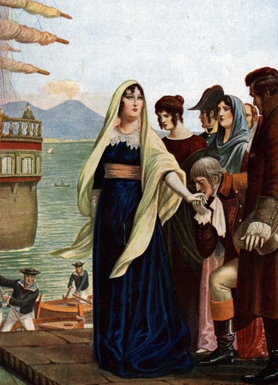 ملكة نابولي ماري كارولين (ماريا كارولينا) من النمسا (1752-1814 ، وهي تتجول في نابولي بحثًا عن ملجأ في صقلية في وقت الاحتلال الفرنسي بواسطة تانكريدي سكاربيللي