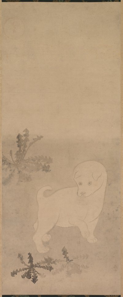 جرو مع الهندباء ، 1600-1640. بواسطة Tawaraya Sotatsu