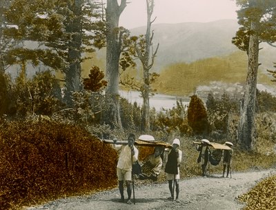 فتاة يابانية في كاجو، منطقة هاكوني، حوالي عام 1900 - 1915 (صورة فوتوغرافية) بواسطة 