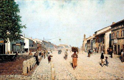 شارع رافينا في ضاحية بورتا أدريانا بواسطة Telemaco Signorini