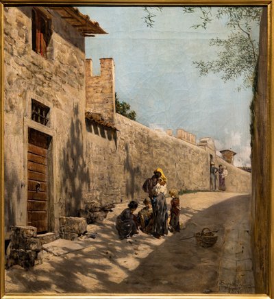 شارع توسكانا الصغير بالأشكال بواسطة Telemaco Signorini