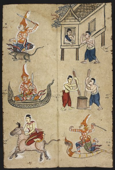 أو 4830 "دليل العرافة التايلاندي (Phrommachat) ، الذي يحتوي على الأبراج على أساس الأبراج الصينية" (الحبر واللون على الورق) بواسطة المدرسة التايلاندية