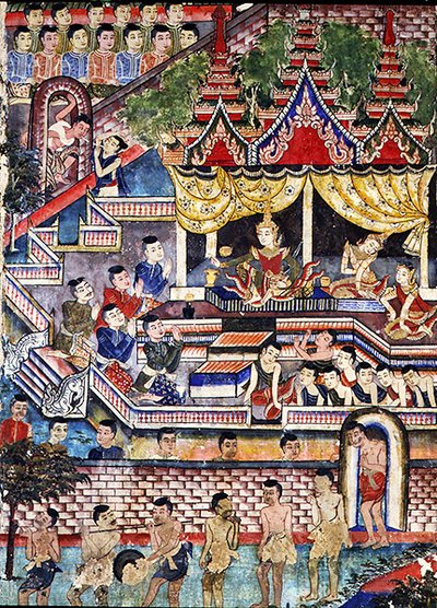 Wiharn Laikarn ، حلقة من Jataka Sang Thong (في الهواء الطلق) بواسطة المدرسة التايلاندية