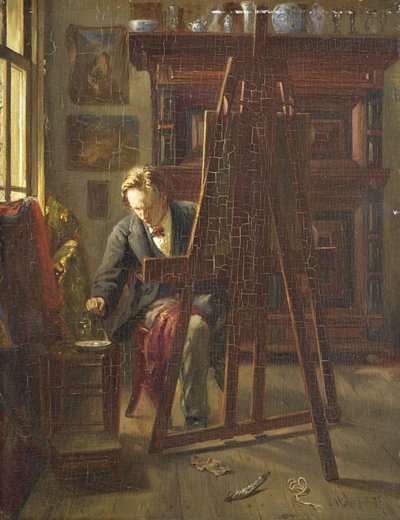 الفنان جورج جان هندريك بوجينبيك في مرسمه بواسطة Theo Hanrath