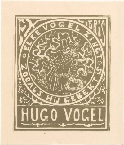 Ex libris van Hugo Vogel. السابق ليبريس فان هوغو فوجل بواسطة ثيو فان هويتيما