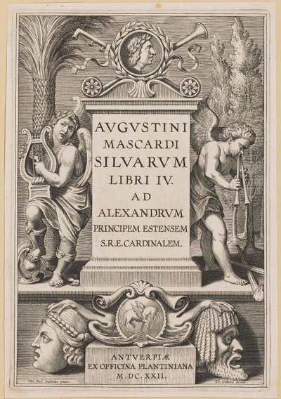 صفحة العنوان لـ Agostino Mascardi ، Silvarium Libri IV بواسطة تيودور جالي بعد السير بيتر بول روبنز