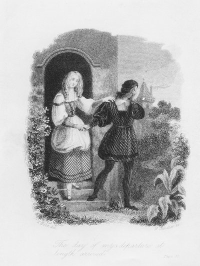 وصل يوم مغادرتي على طول ، صورة من "فرانكنشتاين" لماري شيلي (1797-1851) منقوش بواسطة ويليام شوفالييه (1804-66) بواسطة ثيودور م. فون هولست