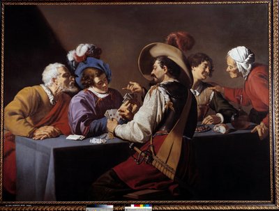 لاعبو البطاقات ، لوحة بريلان بواسطة ثيودور رومبوتس (1597-1637) شمس القرن السابع عشر. 1،52x2،06 م أنتويرب. متحف كونينكليك - لاعبو الورق "" بريلان "". لوحة لثيودور رومبوتس (1597-1637) بواسطة روايات ثيودور