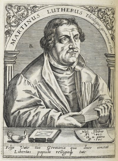 مارتن لوثر. (1483-1546). مصلح ديني ألماني، ومؤسس حركة الإصلاح. لَوحَة. بواسطة ثيودور دي بري