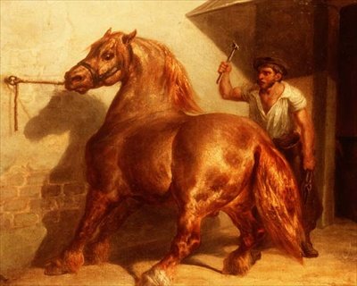 عربة حصان عند الحداد بواسطة ثيودور (Attr. To) Gericault