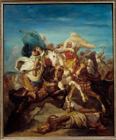 معركة الفرسان العرب لوحة لثيودور شاسيرو (1819-1856) 1856 شمس. 0،65x0،54 م بواسطة تيودور شاسريو