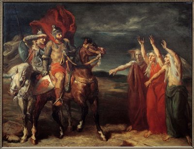 Macbeth and the Three Witches رسم توضيحي للمشهد 3 من الفصل الأول لمسرحية ويليام شكسبير "ماكبث". لوحة لثيودور تشاسيرو (1819-1856) 1855 صن. 0،72x0،9 م باريس ، متحف أورسيه بواسطة تيودور شاسريو