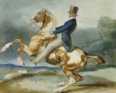 راكب وحصانه في التربية ؛ Un Cavalier Cabrant Son Cheval ، بواسطة ثيودور جيريكولت