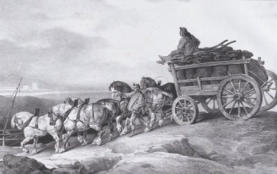 عربة الفحم [كذا] مرسومة بالخيول ، 1822. بواسطة ثيودور جيريكولت