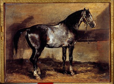 الحصان الرمادي في لوحة Ratelier لثيودور جيريكولت (1791-1824) شمس القرن التاسع عشر. 0،26 × 0،34 م بواسطة ثيودور جيريكولت