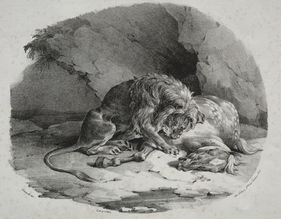 حصان يلتهمه أسد ، 1823. بواسطة ثيودور جيريكولت